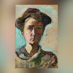 Autorretrato, hacia 1909 – 1910 Óleo sobre cartón. 49 x 33,7cm. Museo Nacional Thyssen-Bornemisza. Madrid © Gabriele Münter, VEGAP, Madrid.